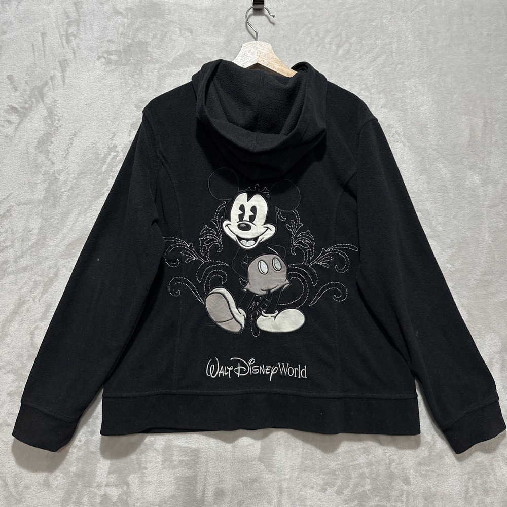 Walt Disney World‎ Parks WDW Mickey Embroidered Unisex XL Black Full Zip Hoodie